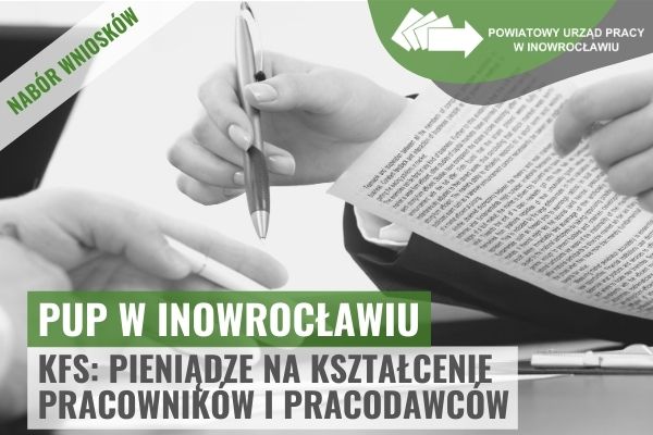 Obrazek. KFS: Pieniądze na kształcenie pracowników i pracodawców. Ogłaszamy nabór wniosków Krajowy Fundusz Szkoleniowy - Nabór wniosków Powiatowy Urząd Pracy w Inowrocławiu