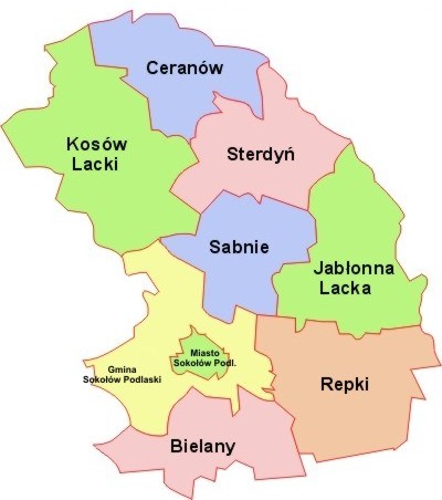 Mapa powiat sokołowski