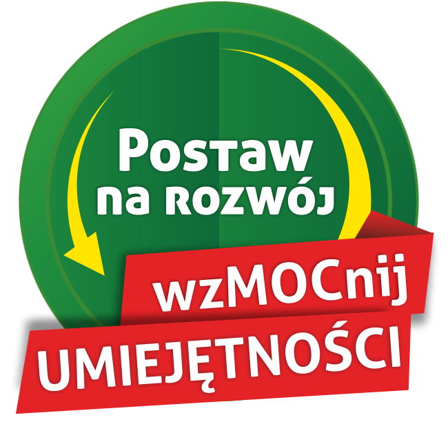 Znak pokazuje hasło cyklu spotkań pt. Postaw na rozwój wzmocnij umiejętności.