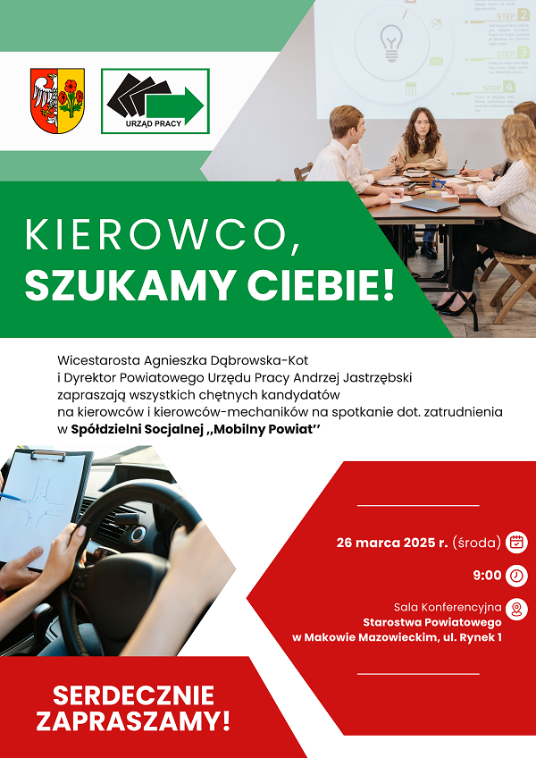 Plakat kierowco szukamy ciebie!