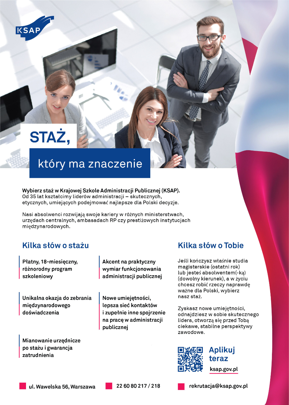 ulotka programu kształcenia stacjonarnego Staż, który ma znaczenie